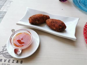 Vegan croquettes at Taj Palace in Malaga