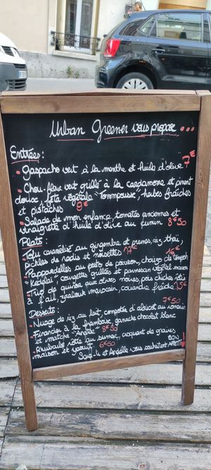 Menu at Urban Greener in Paris