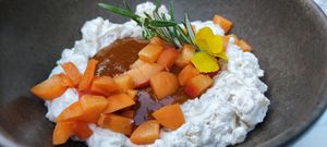 Nuage de riz au lait, compoté d'abricot et romarin,  at Urban Greener in Paris