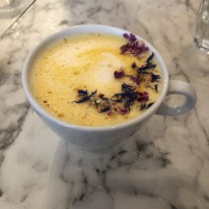 Golden latte  at Urban Greener in Paris