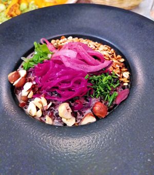 Riz nerone façon risotto, crème de panais at Urban Greener in Paris