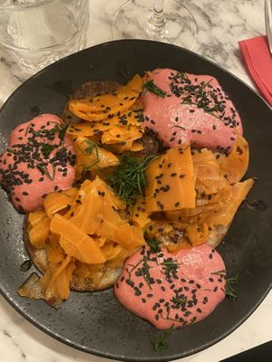 Carottes façon saumon et blinis   at Urban Greener in Paris