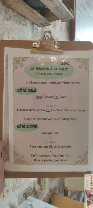 Brunche menu at Urban Greener in Paris