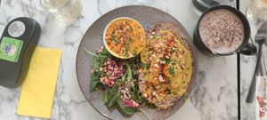 Tofu benedicte surprise at Urban Greener in Paris