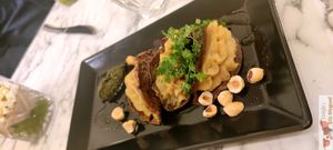 Buckwheat chips, parsnip cream and roasted hazelnuts at Urban Greener in Paris