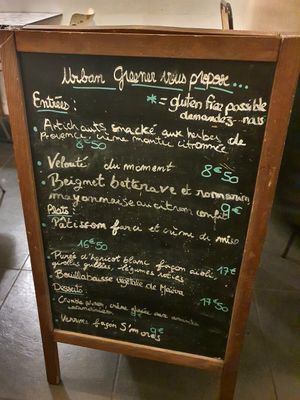 The menu at Urban Greener in Paris