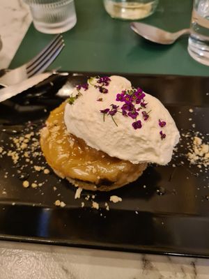 Limoncello and ginger pie with cream. This was delicious, a great balance of textures, and sweet yet tarte from the citrus. at Urban Greener in Paris