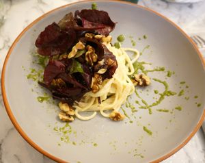 Linguine with sorrel pesto at Urban Greener in Paris