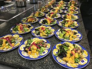 Baby Lettuce, Radicchio, Golden Beets, Wasabi Almonds, Fresh Pineapple, Sweet Ginger Dressing, at Chef 2 The Rescue in Haslet