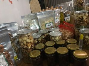 Macrobiotic products: beans, cashew, oat, almond, walnut, cookies, etc. at Dieu Thien in Ninh Binh