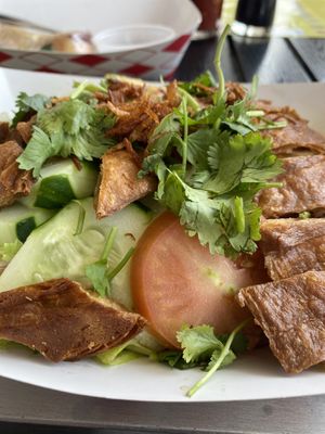 Close-Up of Golden Salad 🥗😌  at Loving Hut in Orange