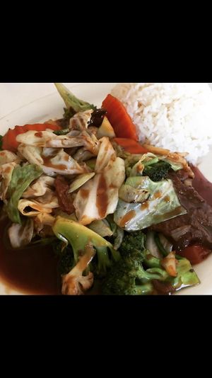 Veggies n rice at Loving Hut in Orange