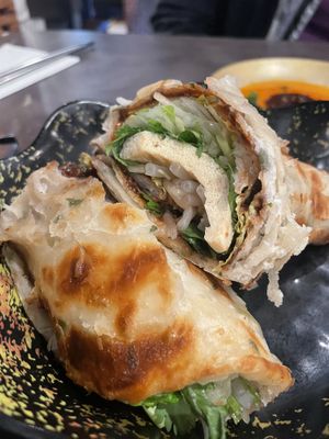 Jajang tofu pancake roll  at Dumpling the Noodle in Seattle