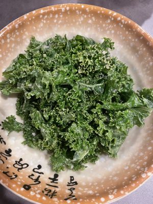 Kale in sesame dressing  at Dumpling the Noodle in Seattle