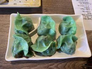 Bok Choy mushroom dumpling  at Dumpling the Noodle in Seattle