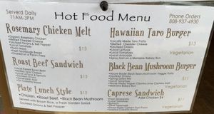 Hot Food Menu  at Kohala Grown Market in Hawi