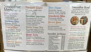 Smoothie Menu  at Kohala Grown Market in Hawi
