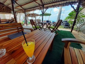 Passion fruit juice and sea view at YoYo Vegetarian Food - Seaside in Phan Thiet
