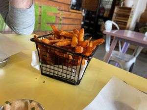 Perfect sweet potato Fries   at Nøne Meat in Luebeck