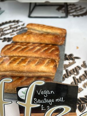 Vegan sausage rolls  at Morleys Bakers in Rochester