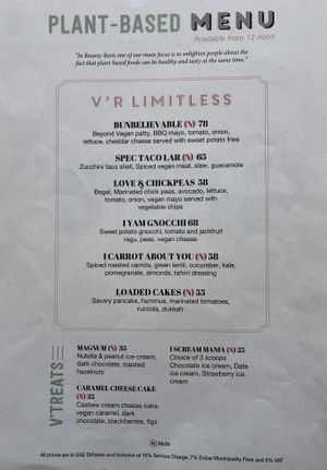 Vegan Menu at Bounty Beets - Le Meridien Mina Seyahi in Dubai