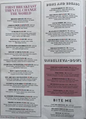 All V marked items are vegan at Bounty Beets - Le Meridien Mina Seyahi in Dubai