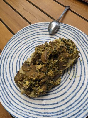 Plant based scramble (tofu+hummus on toast). at Bounty Beets - Le Meridien Mina Seyahi in Dubai