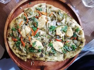 Pesto pizza at Herbivore Coron in Coron