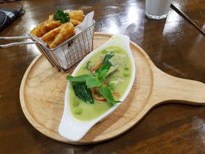 Green curry with baked roti at Veganerie - Nana in Bangkok