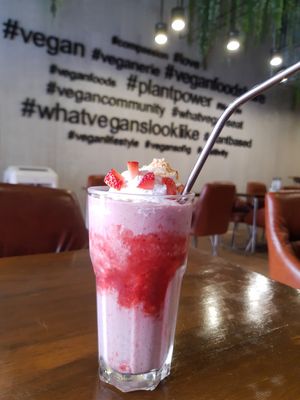 Strawberry sundae shake (gotta try it) at Veganerie - Nana in Bangkok