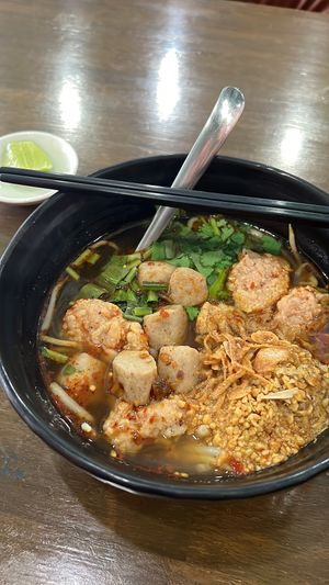 Tom yum noodles soup at Veganerie - Nana in Bangkok