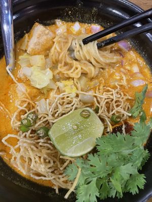 Spicy coconut noodles  at Veganerie - Nana in Bangkok