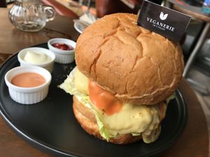 vegan cheese burger heaven at Veganerie - Nana in Bangkok