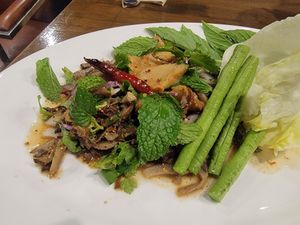 Larbert. Mushroom 🍄 and mint salad at Veganerie - Nana in Bangkok