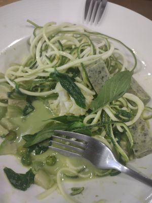 Green curry noodles at Veganerie - Nana in Bangkok
