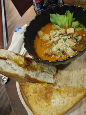 Grilled cheese and tomato soup. I'd pass on this again at Veganerie - Nana in Bangkok