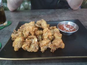 Battered cauliflower at Veganerie - Nana in Bangkok