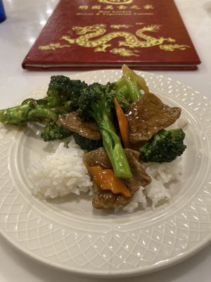 Broccoli beef (v) - don’t order! at Mini Garden Orient and Vegetarian Cuisine in Honolulu