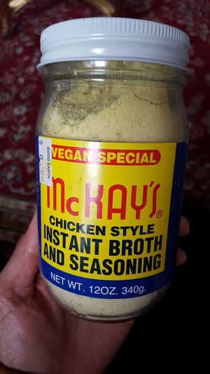 Vegan chicken broth (in powder form) at The Good Earth Natural Foods in Indianapolis