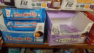 Vegan butterfinger (thumbs up) vegan milkyway (twilight) at The Good Earth Natural Foods in Indianapolis
