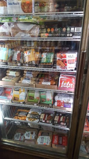 Vegan and vegetarian meats (there are more than this!) at The Good Earth Natural Foods in Indianapolis