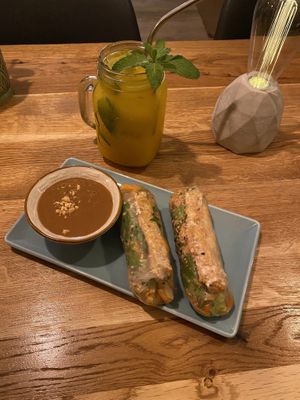 Tofu springs rolls with peanut sauce  at Viet Next Door in Berlin