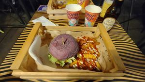 Vegan burger at Flower Burger in Rome