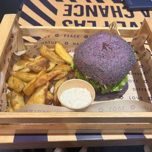 Flower Power Burger w/ Potato Wedges & Mayo  at Flower Burger in Rome