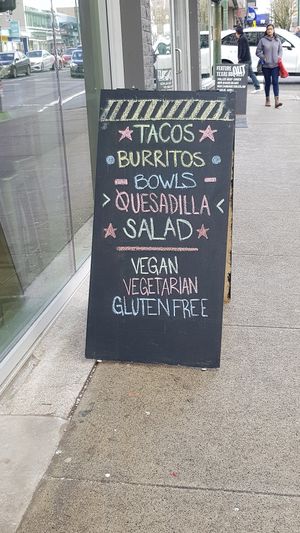 Menu at Loz Takos in Vancouver