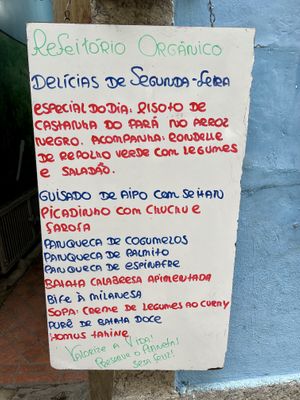 Menu of the day at Refeitorio Organico in Rio De Janeiro