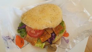 Vegan sandwich (like döner kebab but cold) at Superguud - Halle Landesmuseum in Zurich