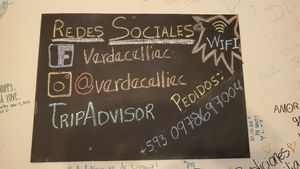 Socials and phone number at Verdecelli  - Coco's Cafe in Cuenca