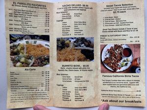 Menu page 2 at El Farolito in Saginaw