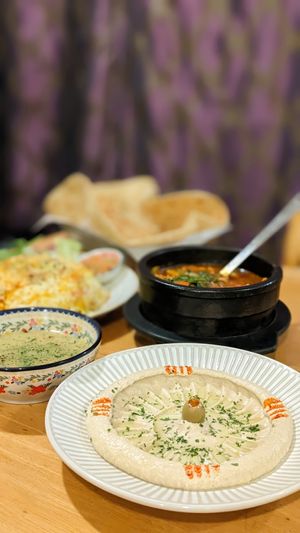 Vegan Hummus & Flat Bread, Vegan Mushroom Kalaya at Asalam Restaurant in Jeju